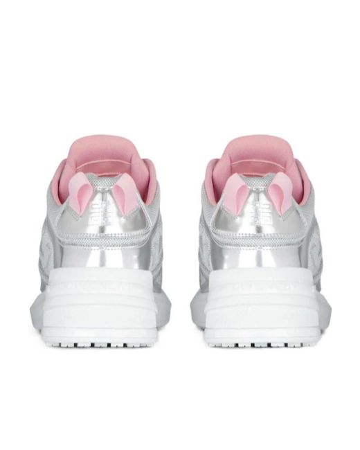 Givenchy White Metallic-Effect Leather Sneakers