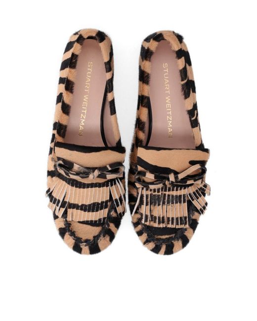 Stuart Weitzman Brown Britt Fringed Loafer