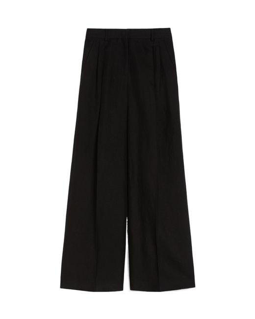 Weekend by Maxmara Black Viscose And Linen Wide Trousers