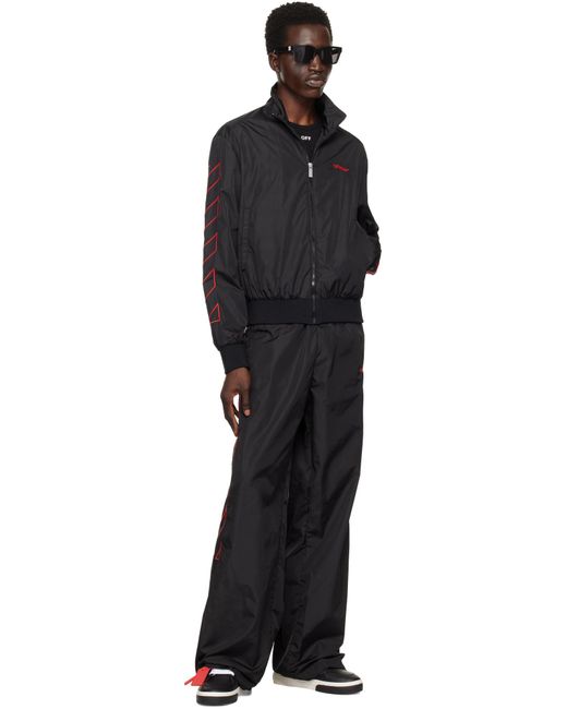 Off-White c/o Virgil Abloh Black Logo Embroidered Zip-Up Bomber Jacket for men