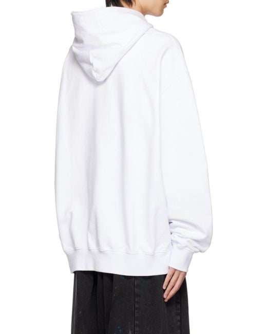 Maison Margiela White Logo Printed Long-Sleeved Hoodie for men