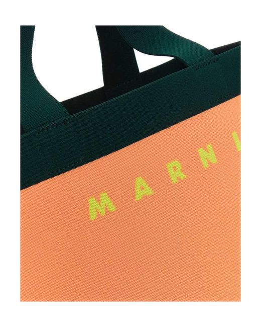 Marni Orange Logo Detailed Top Handle Bag for men