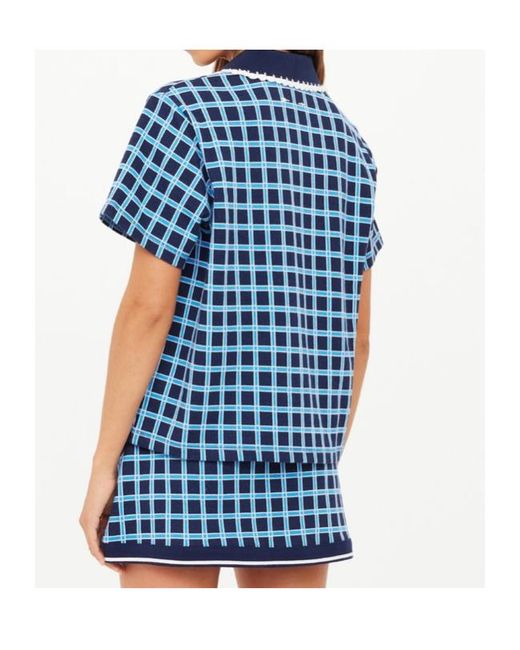 The Upside Blue Clubhouse Checked Polo Top