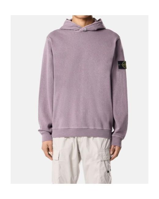Stone Island Purple Logo-Patch Hoodie for men