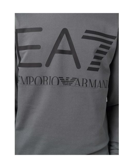 EA7 Gray Logo-Print Cotton Sweatshirt for men