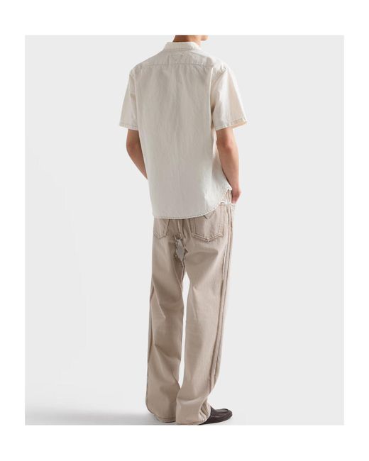 Prada White Short-Sleeved Chambray Shirt for men