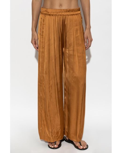 Isabel Marant Brown Wide Leg Pleated Trousers