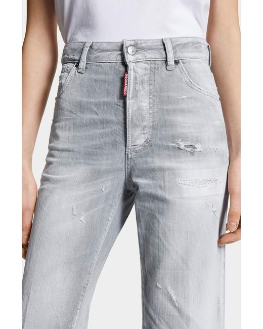 DSquared² Gray Brushed Wash Distressed Boston Jeans