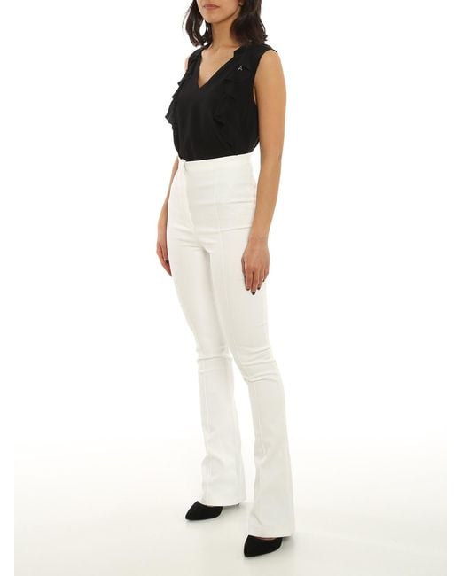 Patrizia Pepe White High-Waist Skinny Flared Leg Trousers