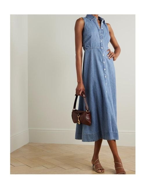 Veronica Beard Blue Fuller Denim Midi Shirt Dress
