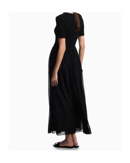 Emporio Armani Black Shirred-Bodice Maxi Dress