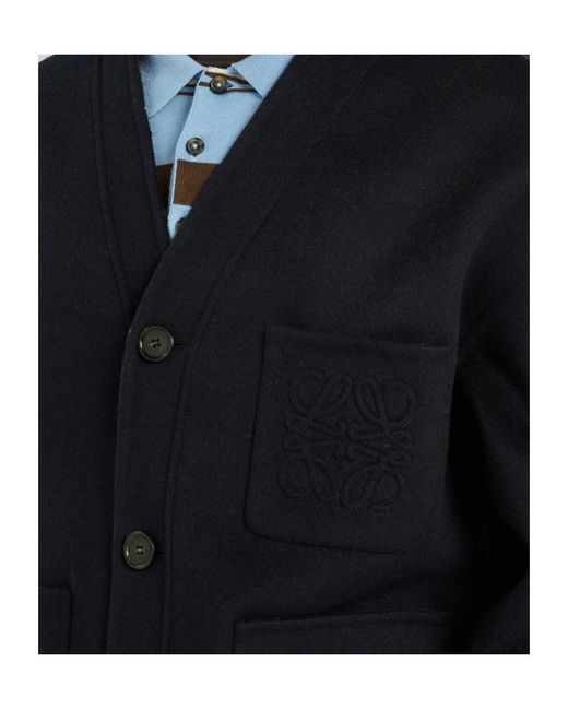 Loewe Black Embossed-Anagram Wool And Cashmere-Blend Cardigan for men