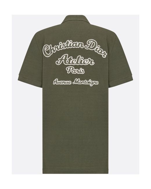 Dior Green Homme Logo Embroidered Polo Shirt for men