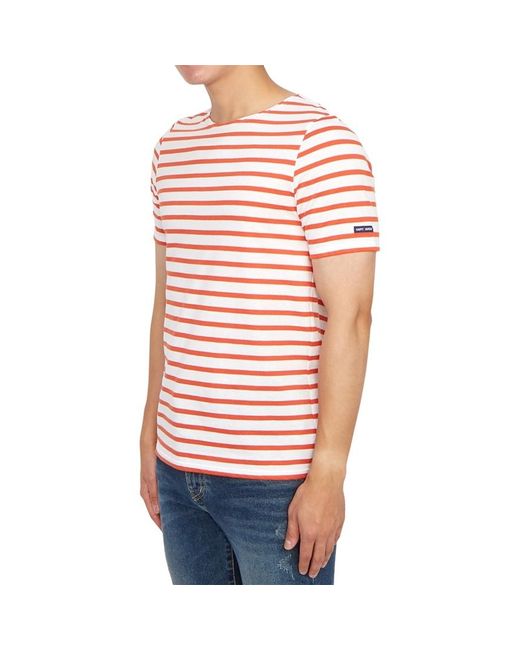 Saint James Red Striped Printed T-Shirt for men