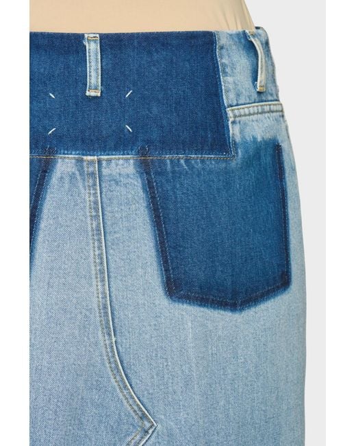 Maison Margiela Blue Two-Tone Denim Maxi Skirt