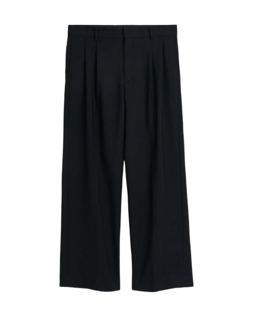 sunflower Black Wide Pleated Trousers for men