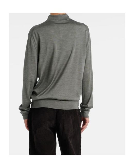 The Row Gray Lilienne Silk Polo Sweater