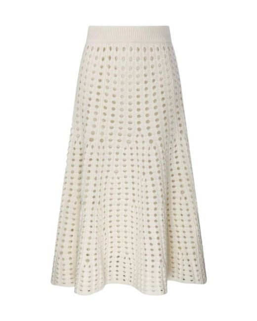 Nude White Perforated Knit Skirt
