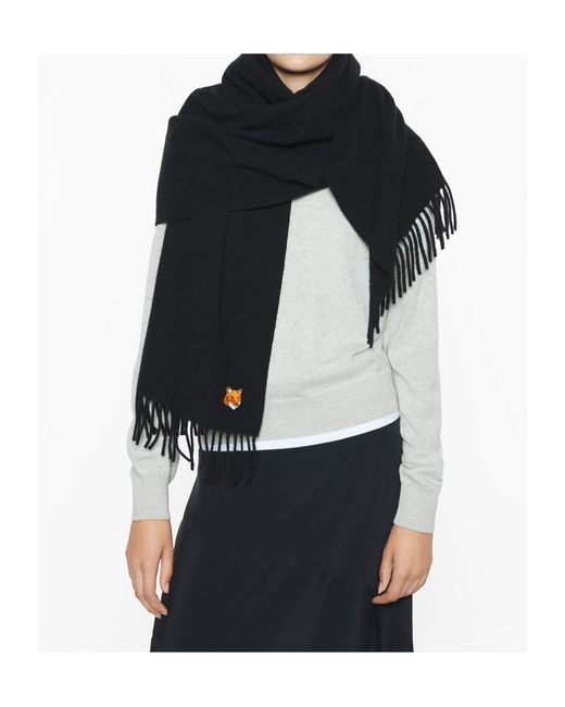 Maison Kitsuné Black Maison Kitsuné Fox Head Scarf for men