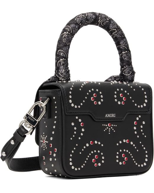 Amiri Black Ma Stud Logo Embellished Micro Handbag