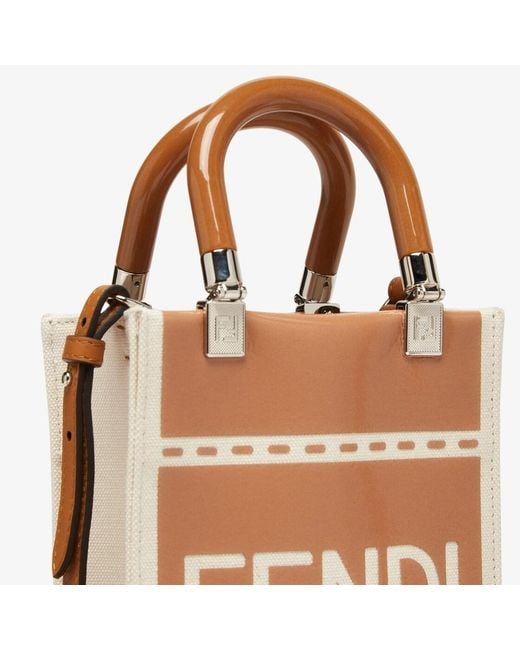 Fendi Brown Logo Detailed Sunshine Small Shopper Bag