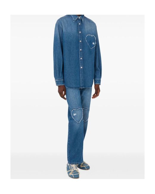 Moschino Blue Heart Long-Sleeved Shirt
