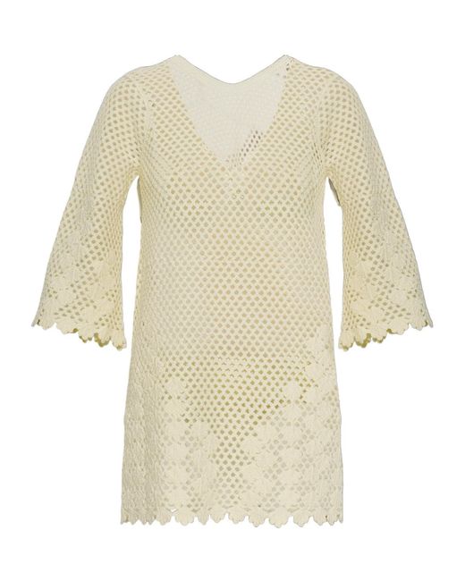 Posse Natural Saskia Floral-Crochet Mini Dress