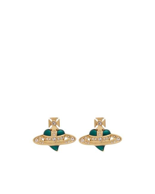 Vivienne Westwood Metallic New Diamante Heart Stud Earrings