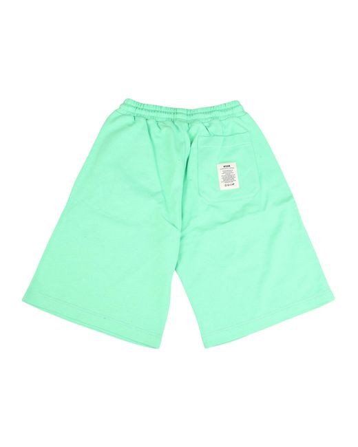 MSGM Green Logo Printed Drawstring Shorts for men
