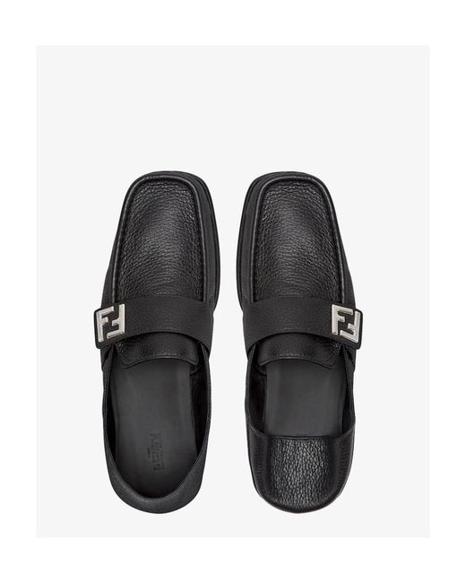 Fendi Black Leather Loafers for men