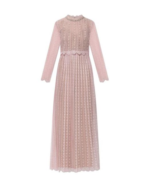Self-Portrait Pink Organza Lace Maxi Dress