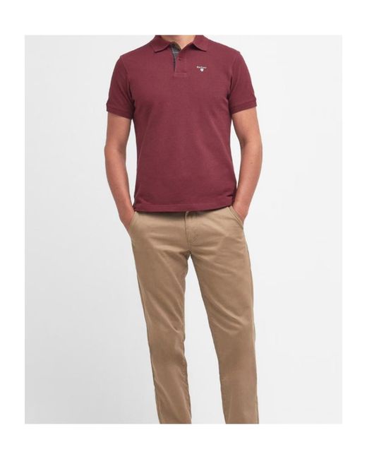 Barbour Red Tartan Pique Polo Shirt for men