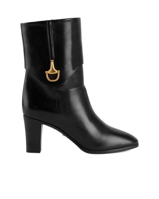 Gucci Black Elizabeth Heeled Ankle Boots
