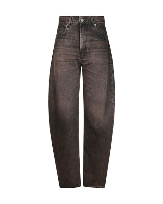 Haikure Brown Denim Trousers With Belt Loops