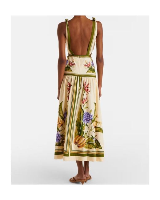Farm Rio Metallic Floral Cutout Linen-Blend Maxi Dress