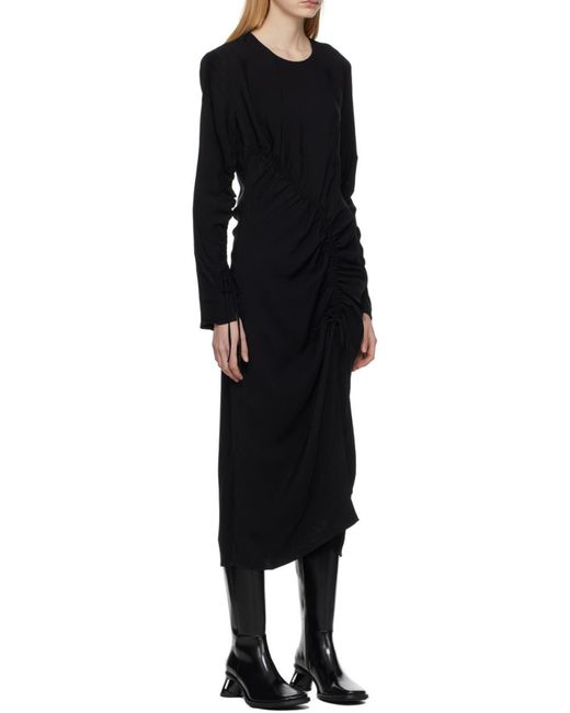 Holzweiler Black Long-Sleeve Gathered-Detail Dress