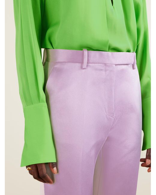 Tom Ford Purple Duchesse Tailored Straight Satin Pants
