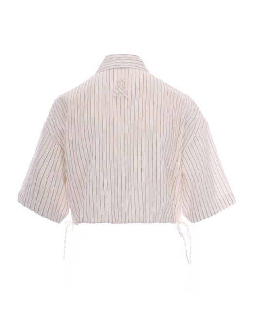Patrizia Pepe White Striped Cropped Top