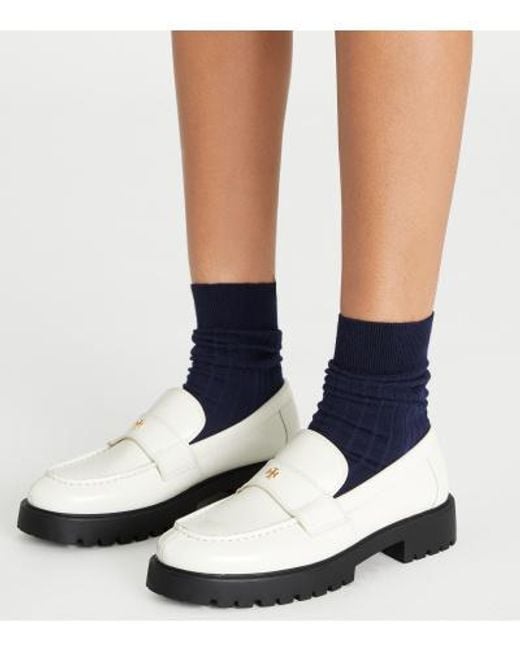 Tory Burch White Classic Lug Loafers