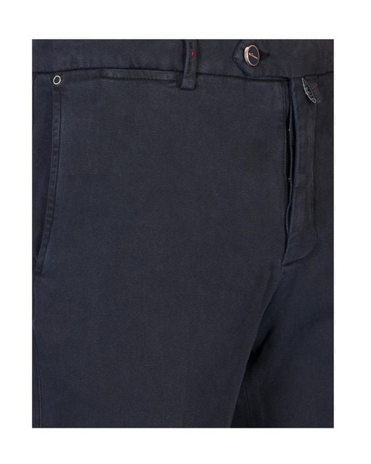 Kiton Blue Logo Patch Straight-Leg Trousers for men