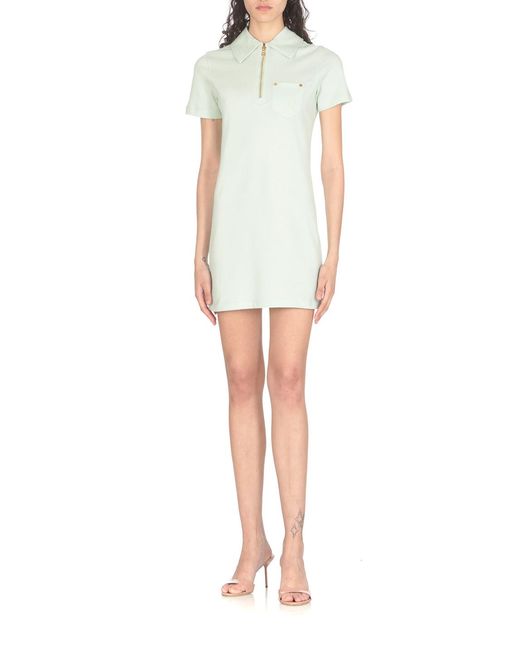 Palm Angels Green Logo Embroidered Mini Polo Dress