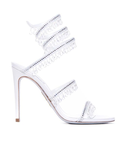 Rene Caovilla White Open-Toe High-Heeled Sandals