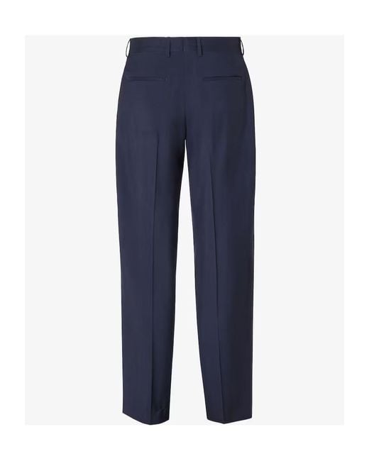 Fendi Blue Straight-Leg Pleated Tailored Pants for men
