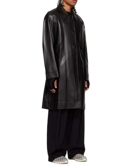 Low Classic Black Patent-Finish Belted Trench Coat