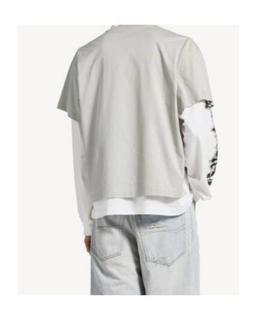 Balenciaga Gray Logo Double-Layer T-Shirt for men