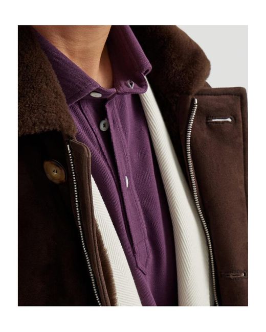 Brunello Cucinelli Brown Straight Hem Shearling Coat for men