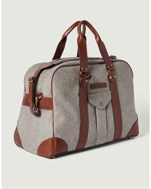 Brunello Cucinelli Brown Leather-Trim Holdall Bag for men