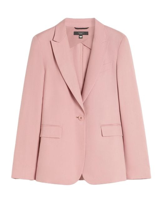 Weekend by Maxmara Pink Cotton Linen Canvas Suit Jacket