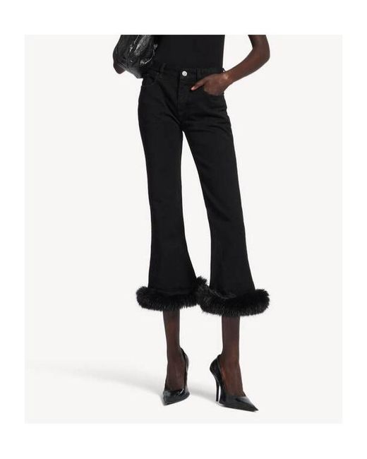 Balenciaga Black Flared Trim Detailed Pants
