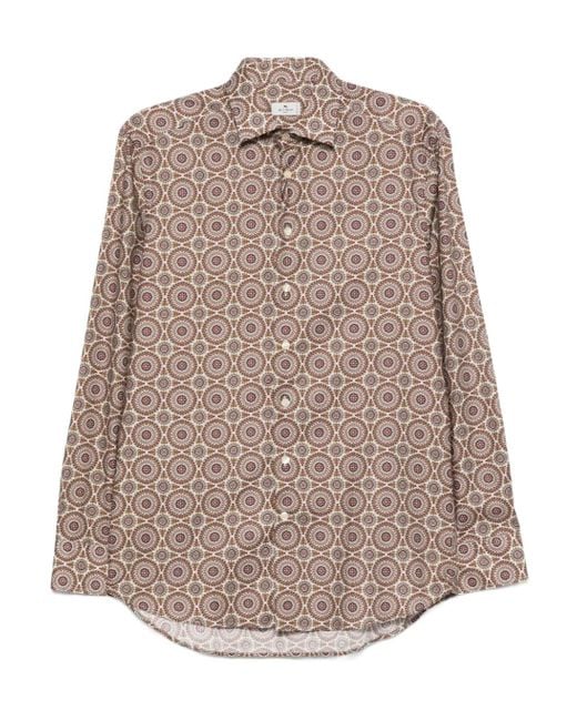 Etro Brown Graphic-Print Shirt for men